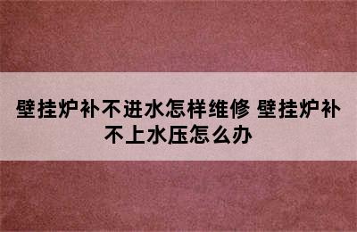 壁挂炉补不进水怎样维修 壁挂炉补不上水压怎么办